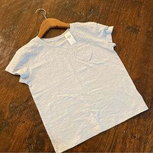 Girls Light Blue Heart Pocket T-Shirt Tee Size Kids Medium M 8 NWT